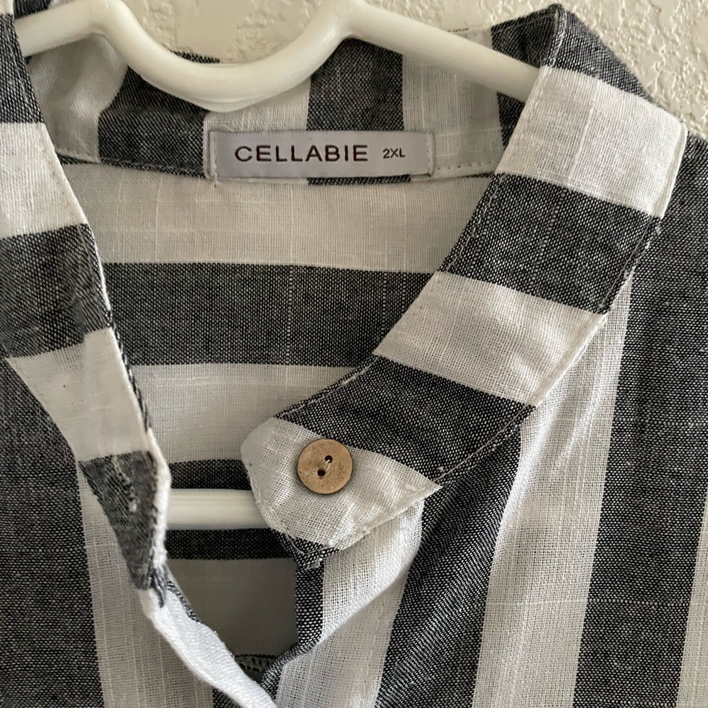 Cellabie blouse grey and white striped measures XL-1X - Picture 5 of 5
